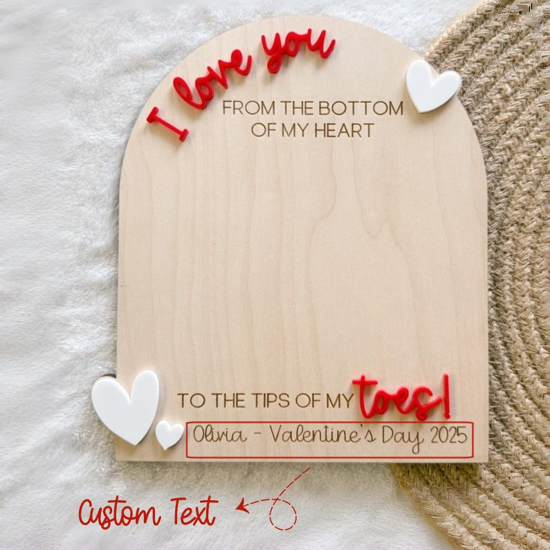 Baby’s First Valentine Footprint Board – Personalized Keepsake Sign