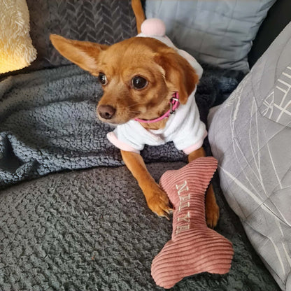 Os à mâcher personnalisé pour chien avec couineur | Brodé, amusant et durable