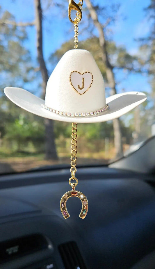 Mini Cowboy Hat Car Charm with Custom Initial
