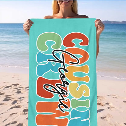 Personalized Cousin Crew Beach Towel – Family Vacation Gift