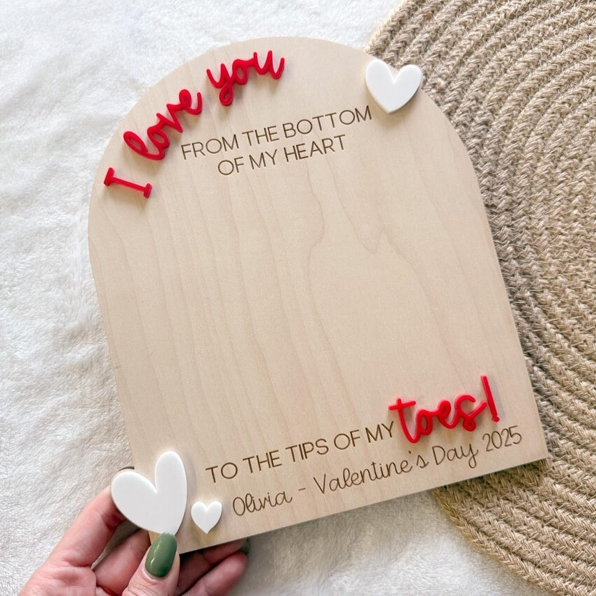 Baby’s First Valentine Footprint Board – Personalized Keepsake Sign