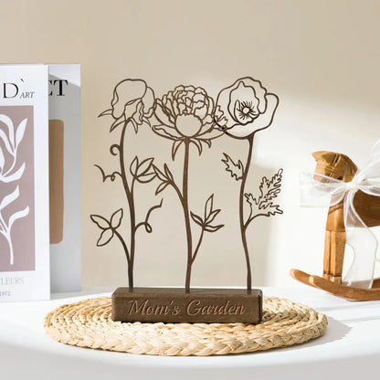 Wood Birth Flower Garden - Custom Wooden Keepsake for Mom