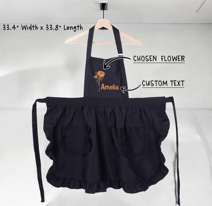 Custom Birth Flower Apron | Personalized Floral Apron with Name