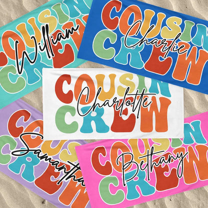 Personalized Cousin Crew Beach Towel – Family Vacation Gift