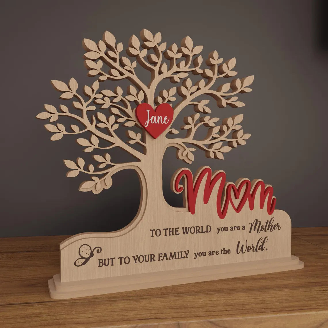 Custom Family Tree Stand with Names & Hearts | Personalized Gift for Mom