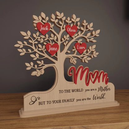Custom Family Tree Stand with Names & Hearts | Personalized Gift for Mom