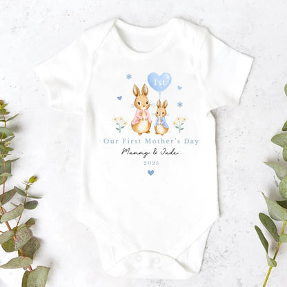 Our First Mother's Day Sleepsuit Personalized Vest for New Mum Bunny