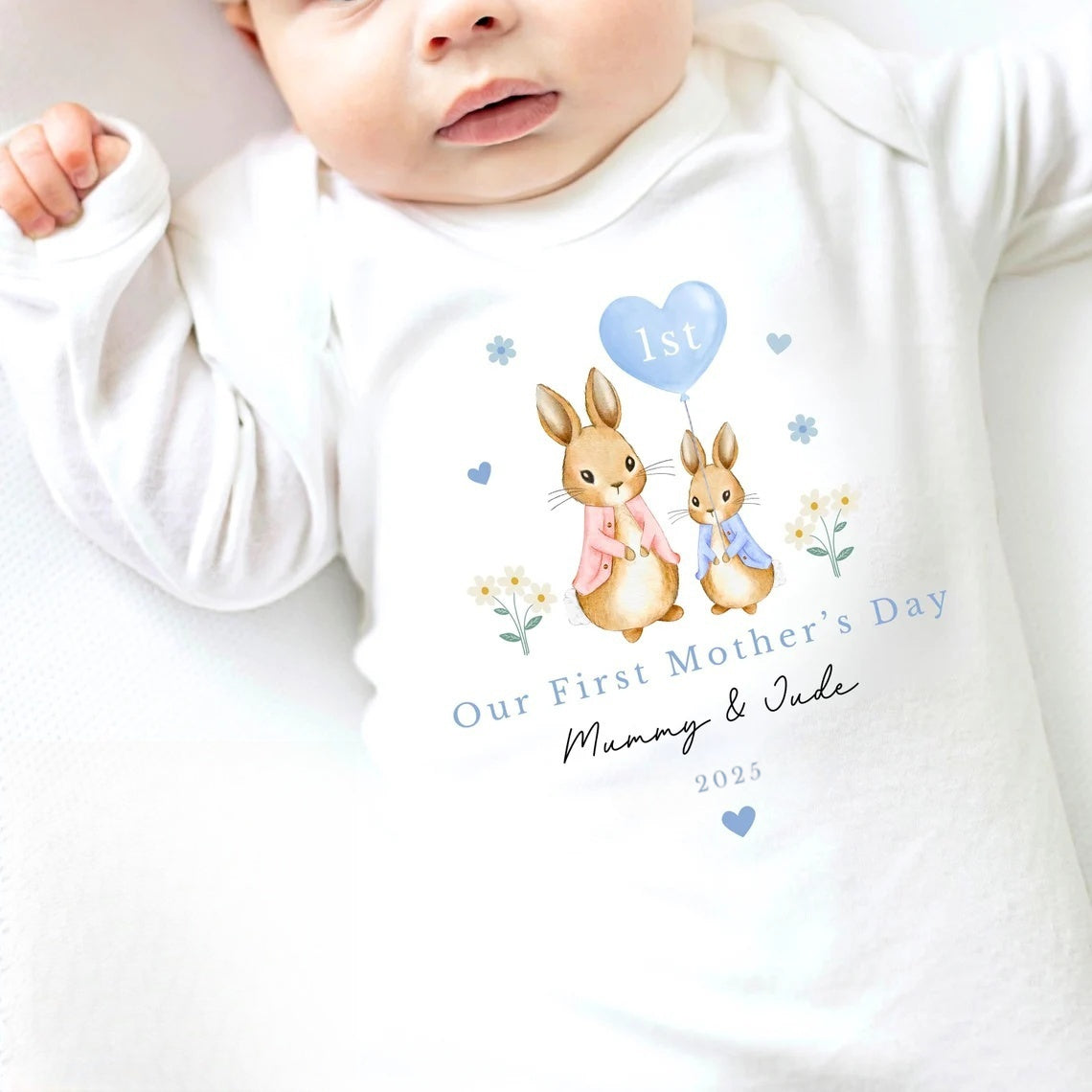 Our First Mother's Day Sleepsuit Personalized Vest for New Mum Bunny