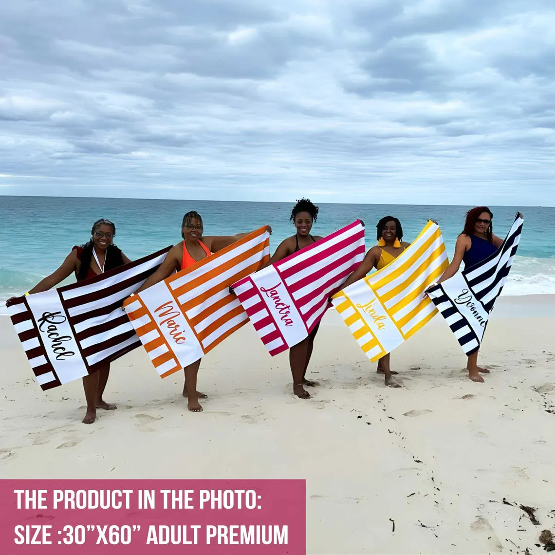 Custom  Striped Beach Towel – Personalized Name Gift