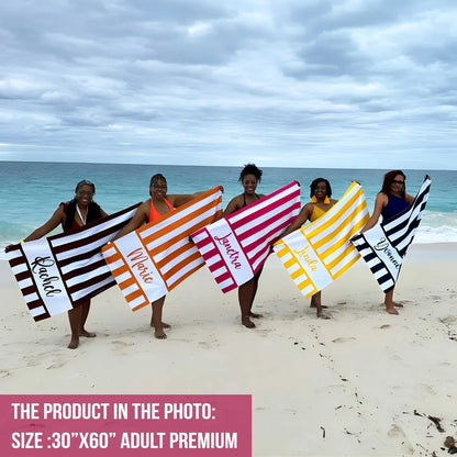 Custom  Striped Beach Towel – Personalized Name Gift