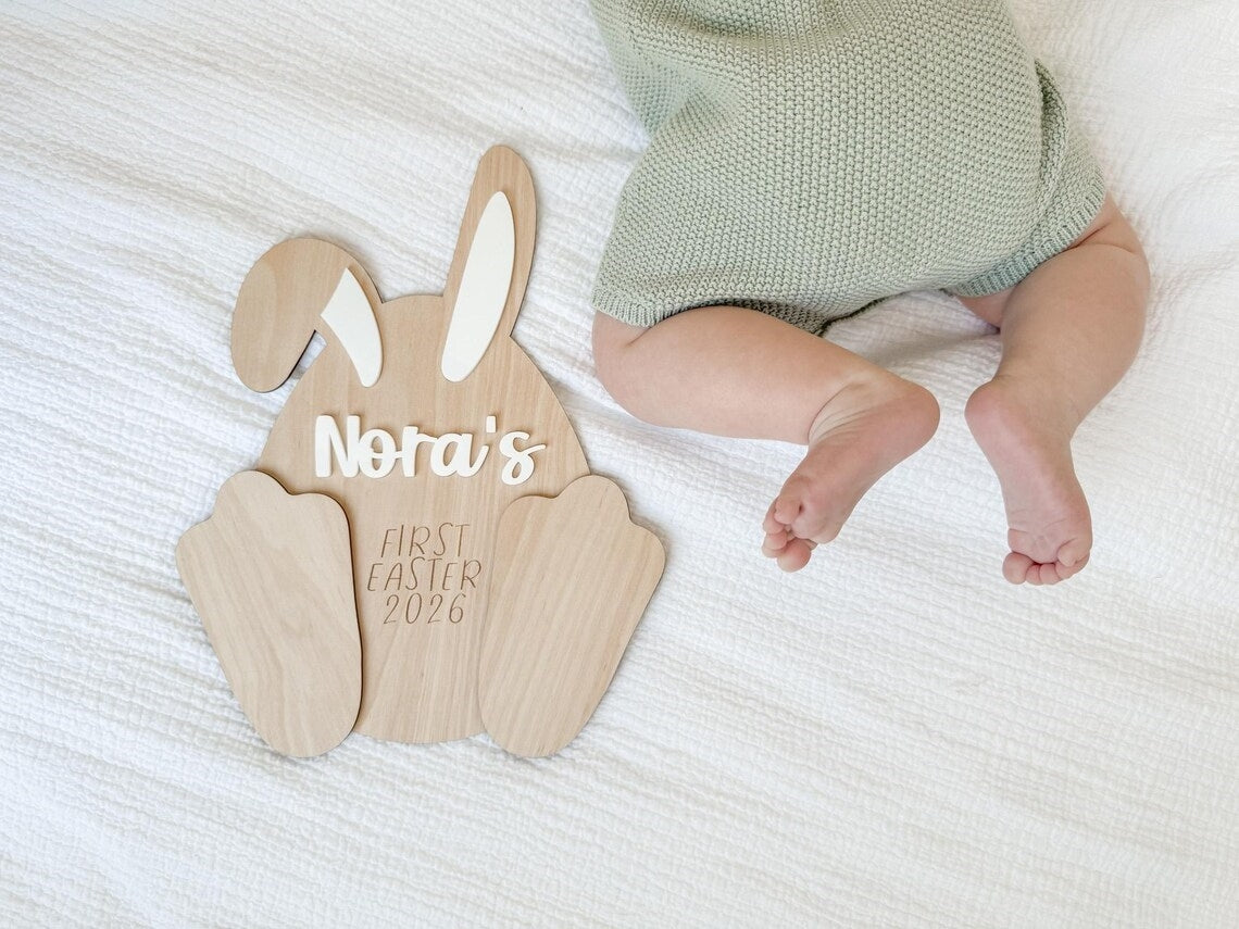 Baby’s First Easter Footprint Keepsake Bunny Plaque | Personalized