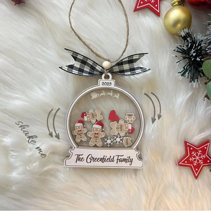 Personalized Gingerbread Man Family Christmas Ornament 2025 – Custom 4D Shaker Ornament Gift