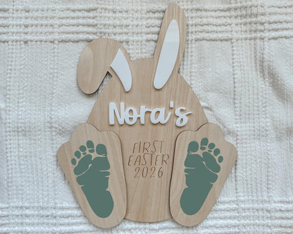 Baby’s First Easter Footprint Keepsake Bunny Plaque | Personalized