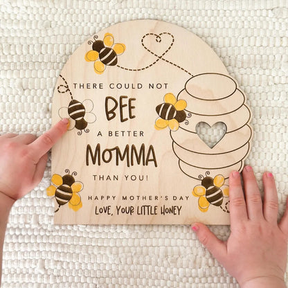 Personalized Wooden Mother’s Day Bee Fingerprint Craft