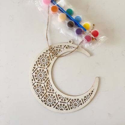 Wooden Ramadan Kareem Pendant | Moon & Star Eid Decoration