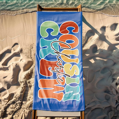 Personalized Cousin Crew Beach Towel – Family Vacation Gift
