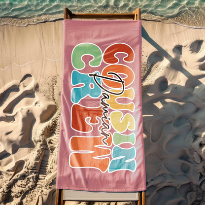 Personalized Cousin Crew Beach Towel – Family Vacation Gift