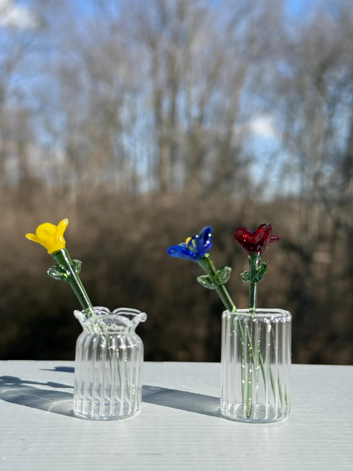 Mini Glass Flower Bouquet – Handcrafted Tabletop Gift