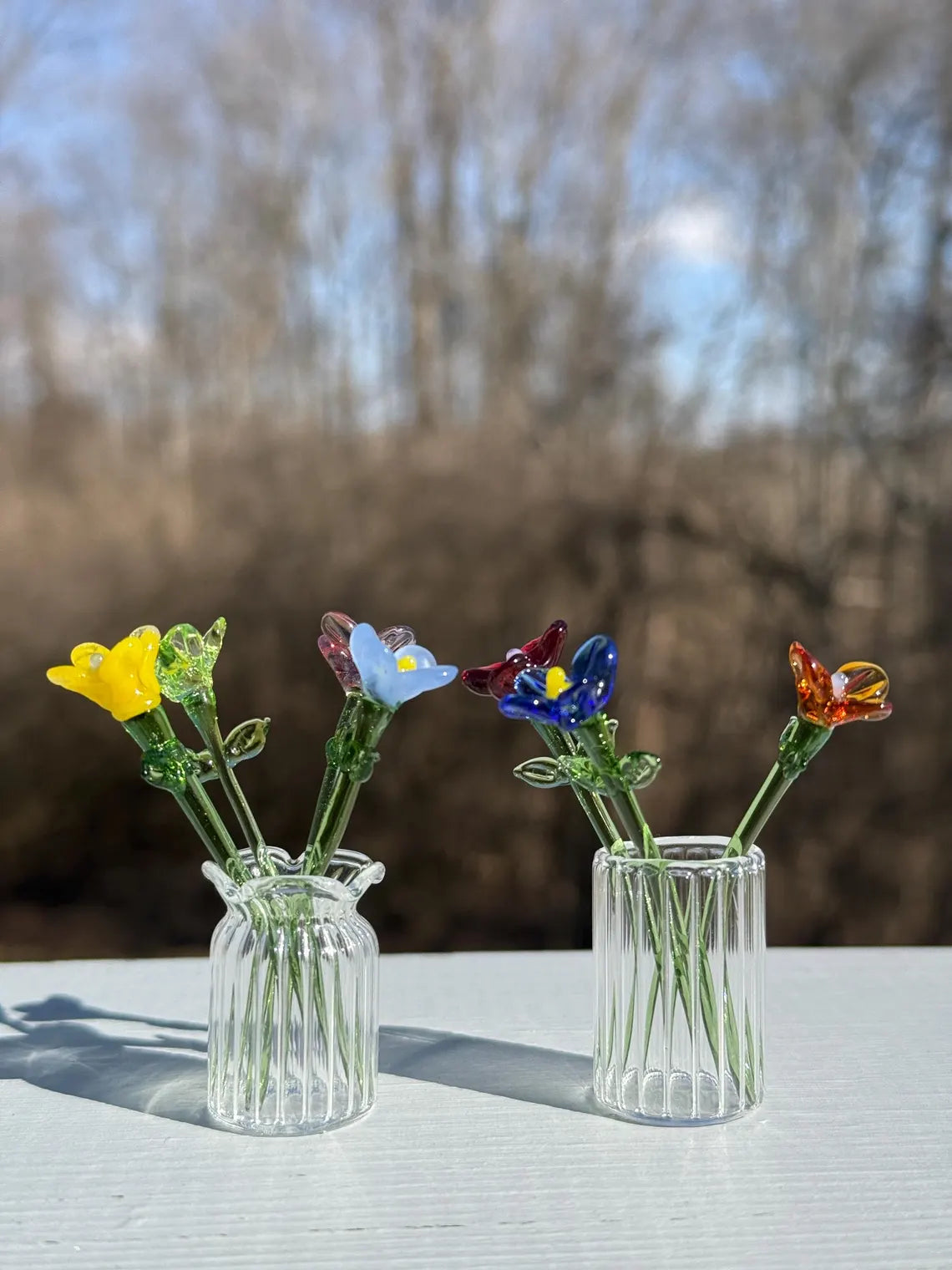 Mini Glass Flower Bouquet – Handcrafted Tabletop Gift