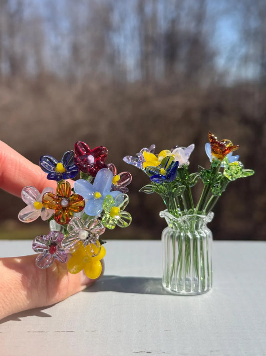 Mini Glass Flower Bouquet – Handcrafted Tabletop Gift