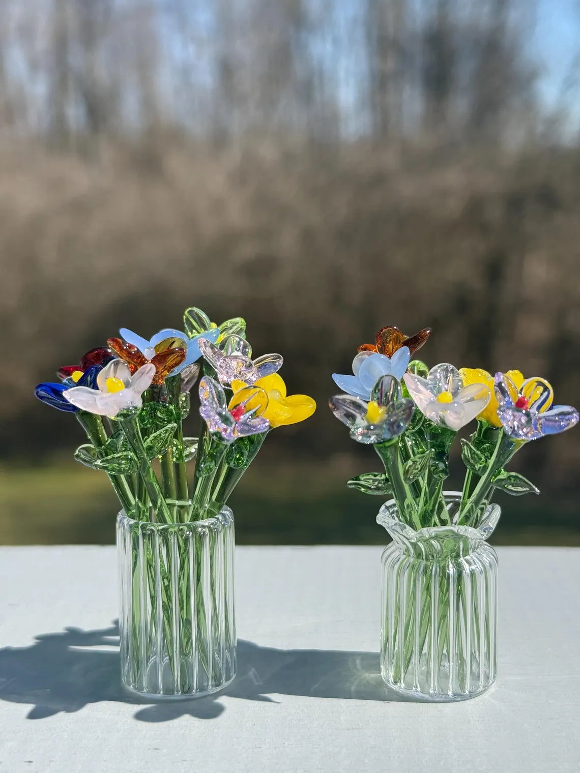 Mini Glass Flower Bouquet – Handcrafted Tabletop Gift
