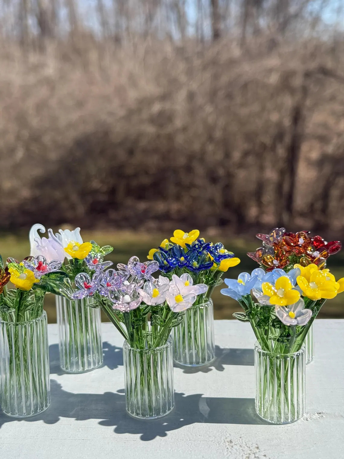 Mini Glass Flower Bouquet – Handcrafted Tabletop Gift