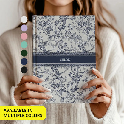 Blue Toile Personalized Journal | Custom Name Notebook Gift for Women