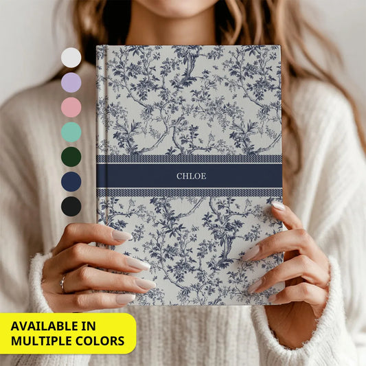 Blue Toile Personalized Journal | Custom Name Notebook Gift for Women