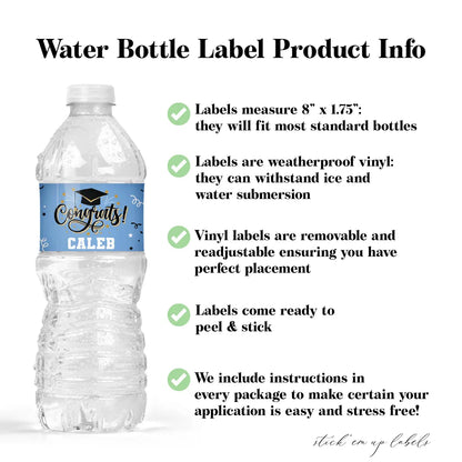 Graduation Water Bottle Labels – Custom Class of 2025 Grad Party Decor