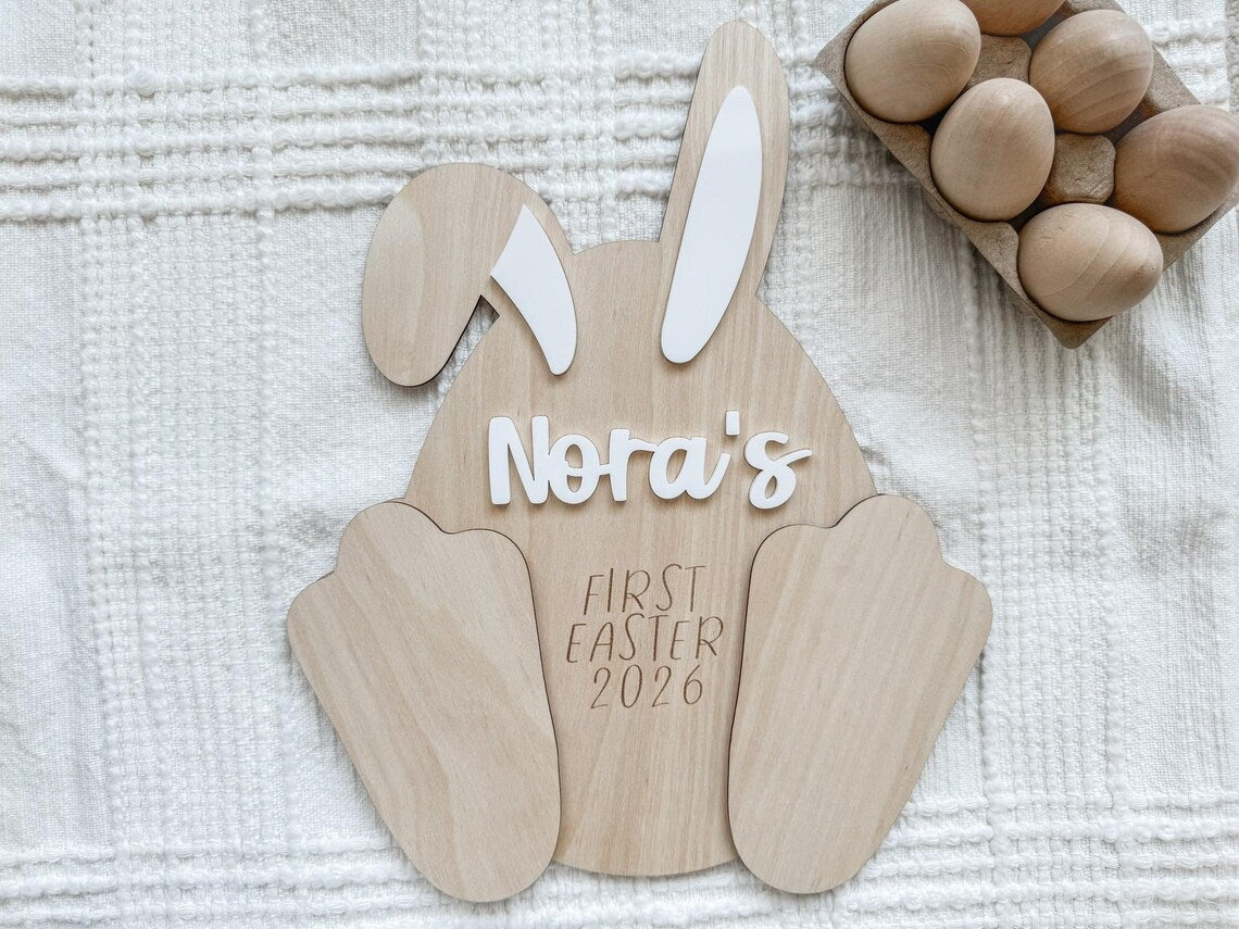 Baby’s First Easter Footprint Keepsake Bunny Plaque | Personalized