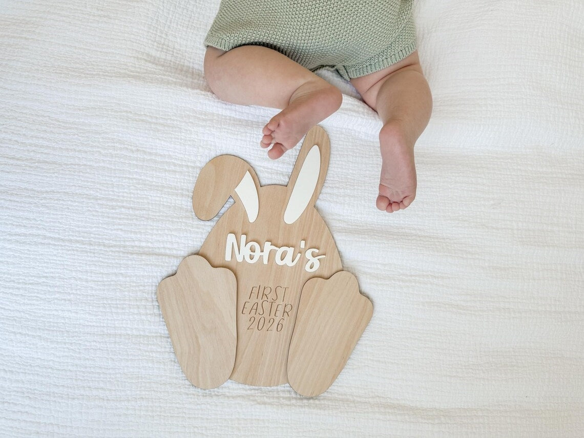 Baby’s First Easter Footprint Keepsake Bunny Plaque | Personalized