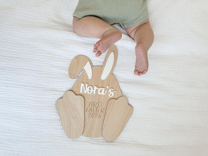 Baby’s First Easter Footprint Keepsake Bunny Plaque | Personalized