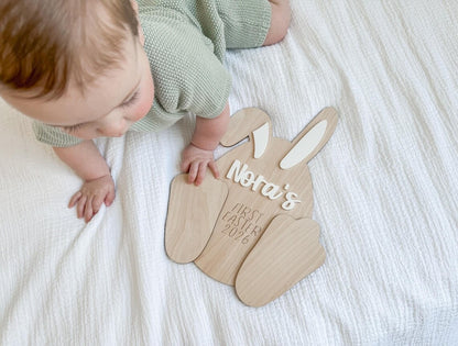 Baby’s First Easter Footprint Keepsake Bunny Plaque | Personalized