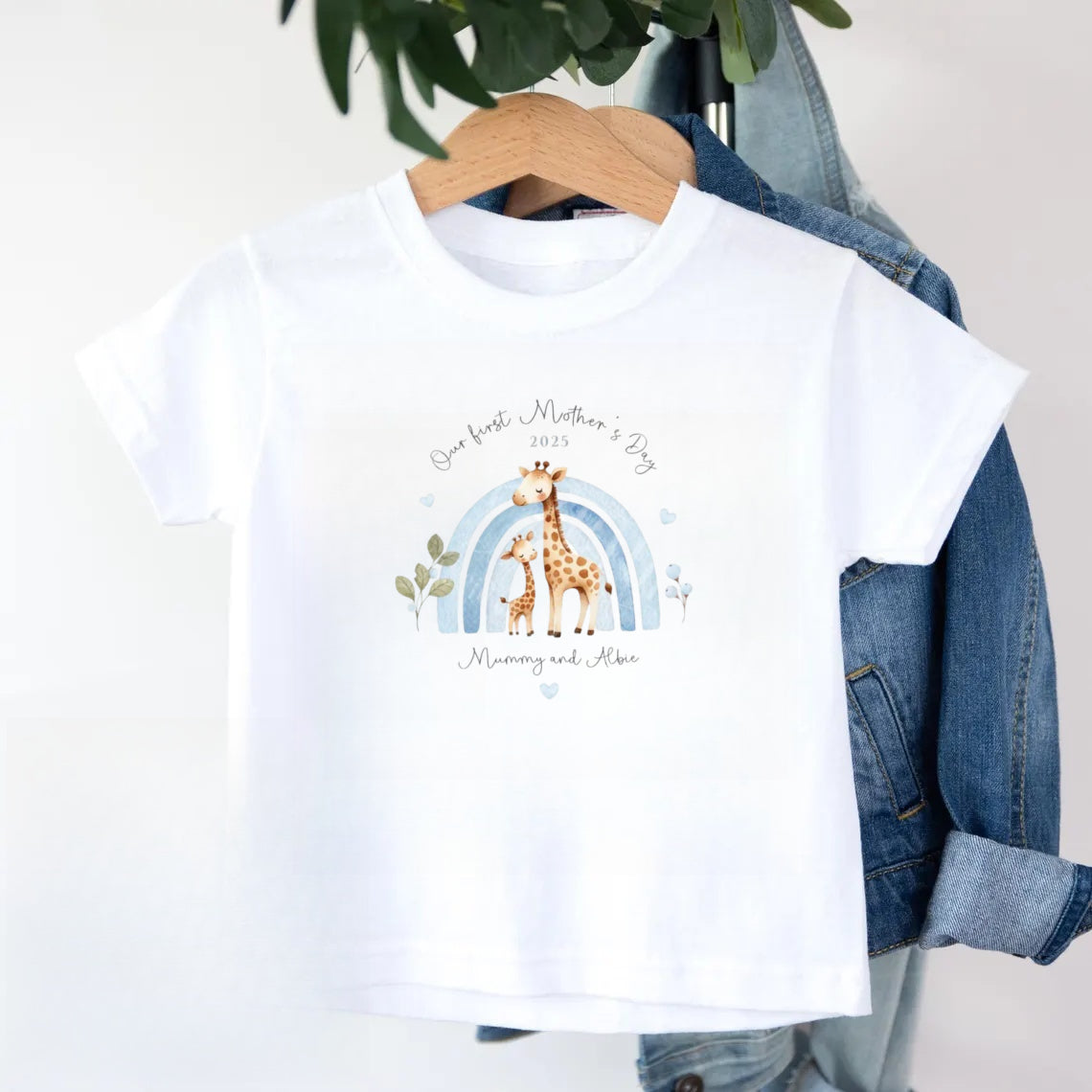 Our First Mother's Day Sleepsuit Personalized New Mum Gift giraffe bear elephant