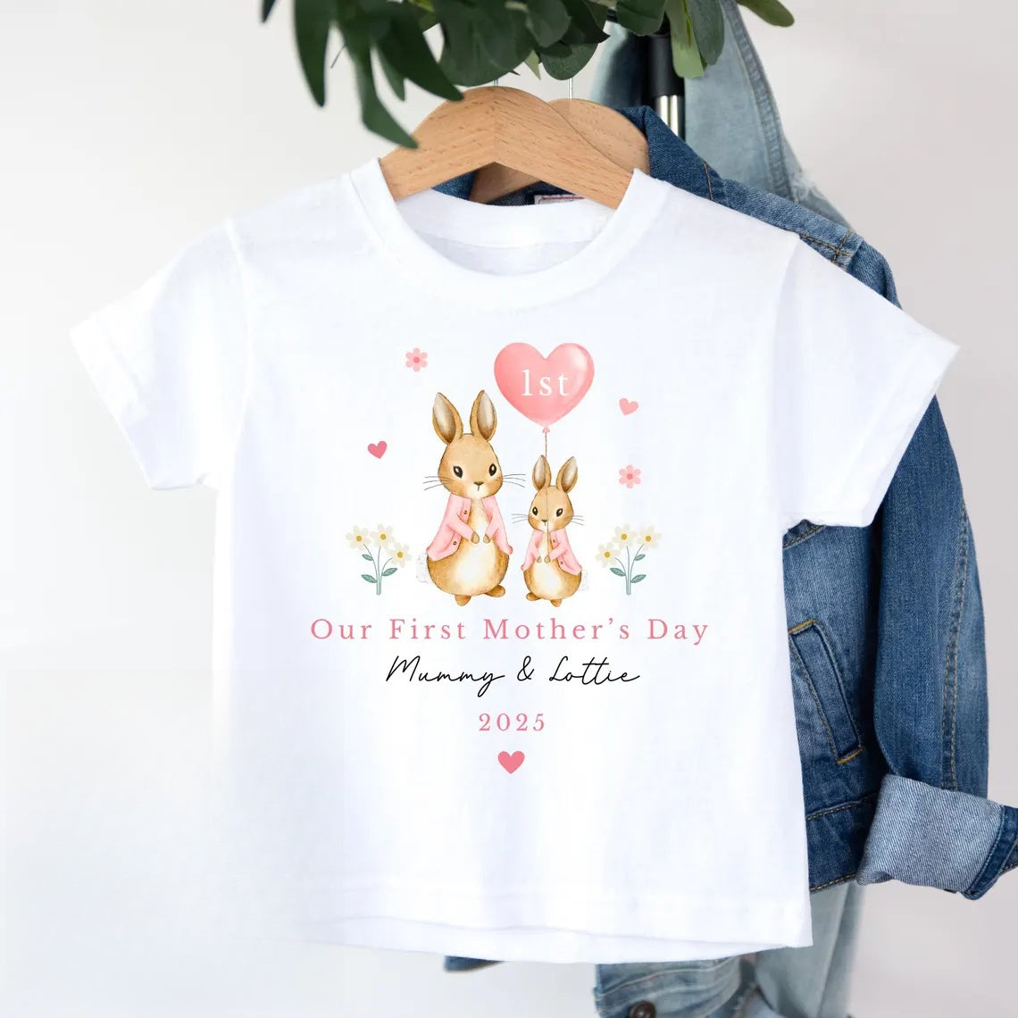 Our First Mother's Day Sleepsuit Personalized Vest for New Mum Bunny