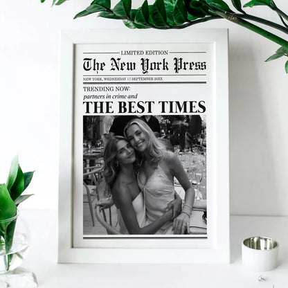 Custom Newspaper Print – Best Friend Gift, Dorm Wall Art
