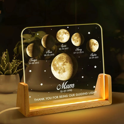 Custom Moon Phase LED Night Light | Personalized Gift for Mom