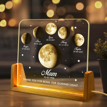 Custom Moon Phase LED Night Light | Personalized Gift for Mom