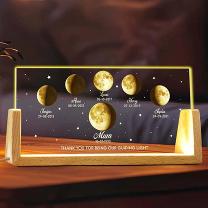 Custom Moon Phase LED Night Light | Personalized Gift for Mom