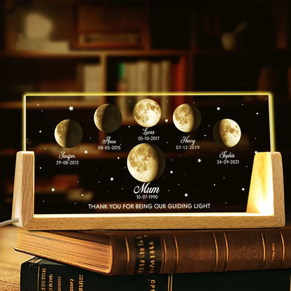 Custom Moon Phase LED Night Light | Personalized Gift for Mom