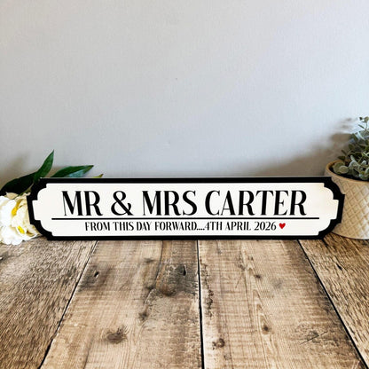Personalized Wedding Road Sign – Custom Name & Date Sign