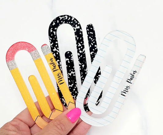 Custom Paperclip-Shaped Bookmark – Personalized Name Gift for Teachers
