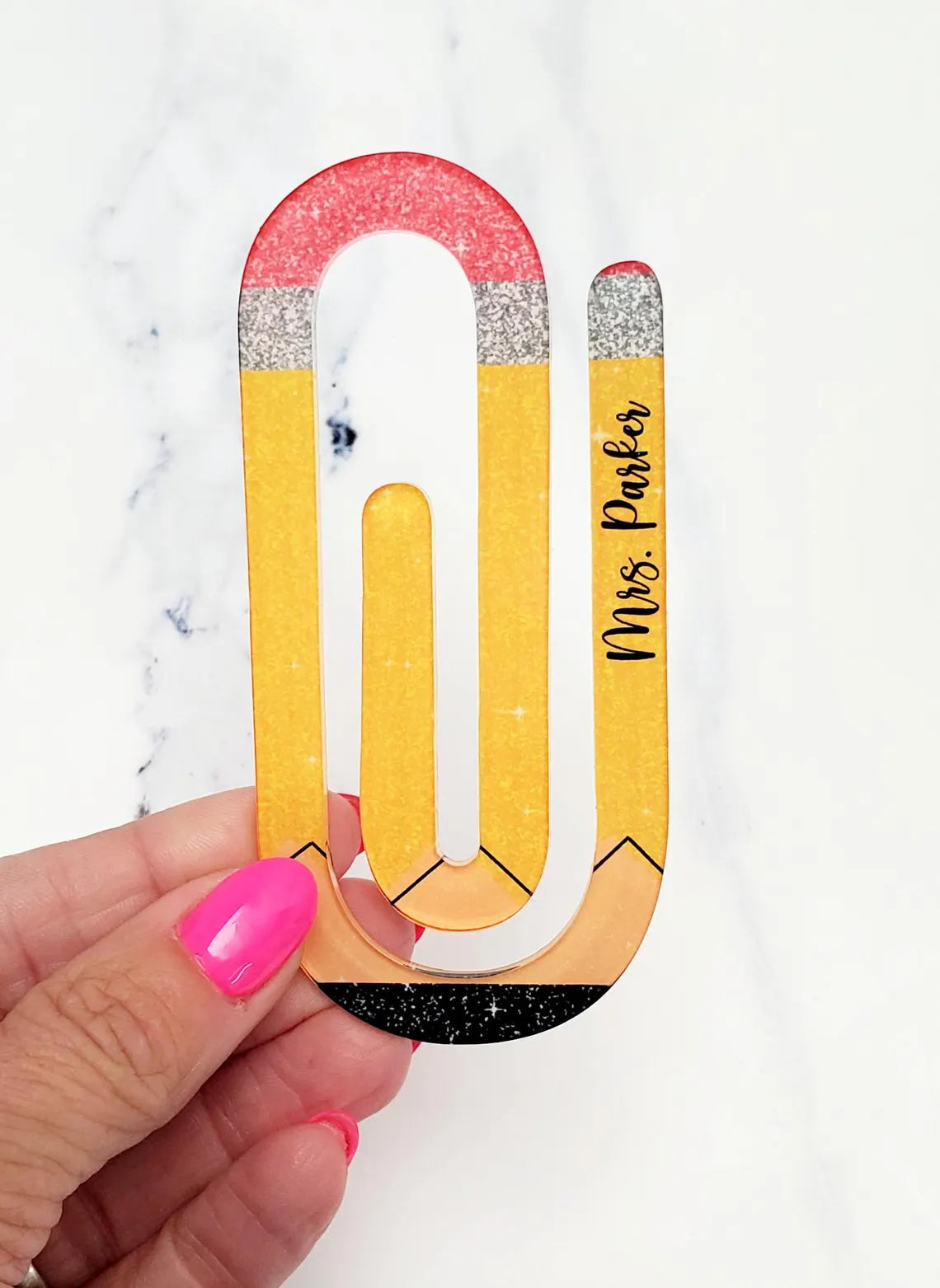 Custom Paperclip-Shaped Bookmark – Personalized Name Gift for Teachers