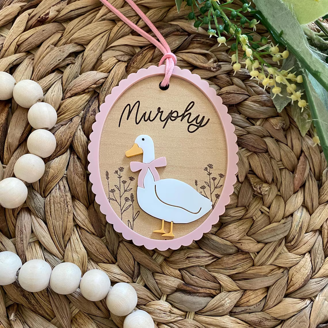 Custom Easter Basket Tag – Personalized Bunny or Goose Name Tag
