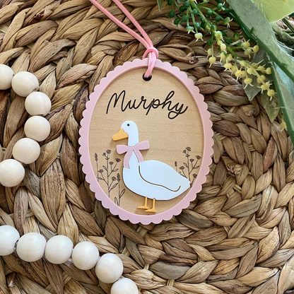 Custom Easter Basket Tag – Personalized Bunny or Goose Name Tag