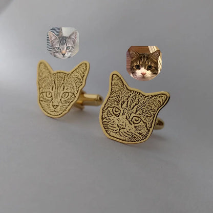 Custom Pet Portrait Cufflinks Stainless Steel – Personalized Dog & Cat Gift