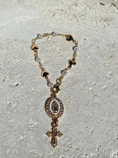 Heart Steering Wheel Rosary Charm - Custom Car Accessory