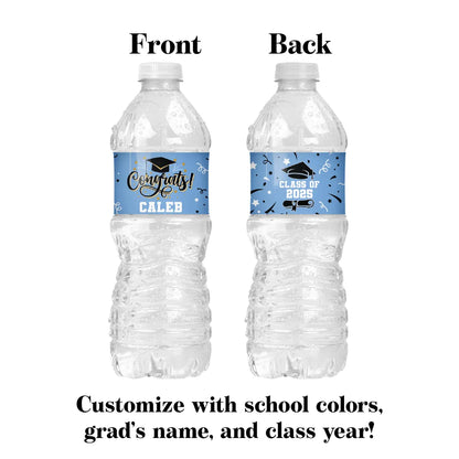 Graduation Water Bottle Labels – Custom Class of 2025 Grad Party Decor
