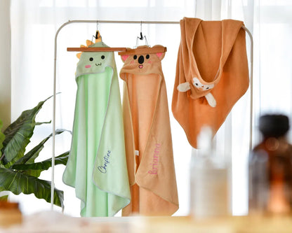 Personalized Hooded Baby Towel – Custom Name & Animal Design