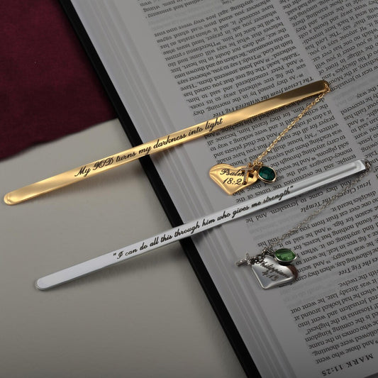 Personalized Bible Bookmark | Custom Engraved with Verse & Birthstone